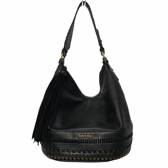 Calvin Klein Leather Studded Hobo Shoulder Bag - Picture 4 of 15